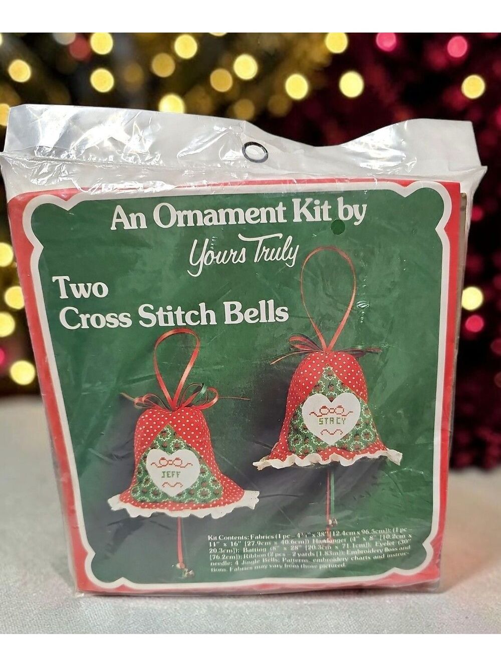 Vintage Yours Truly Cross Stitch Bells Ornament Kit – Sealed 1981 – Made in USA